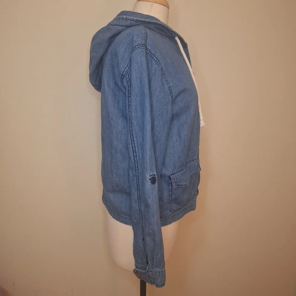 BDG lightweight hooded chambray zipped slouchy jacket SZ M - Picture 2 of 7